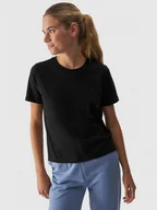 Koszulki sportowe damskie - Damski t-shirt basic 4F 4FWAW24TTSHF1650 - czarny - miniaturka - grafika 1