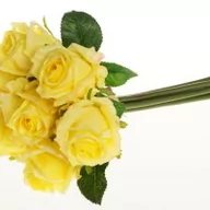 Sztuczne kwiaty - RÓŻA BUKIET róż żółtych gumowane  jak żywe 30 cm - miniaturka - grafika 1