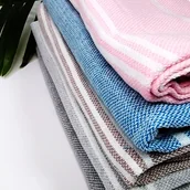 Ręczniki - Ręcznik hammam w pasy 100% naturalna bawełna YEYE Beżowy - miniaturka - grafika 1