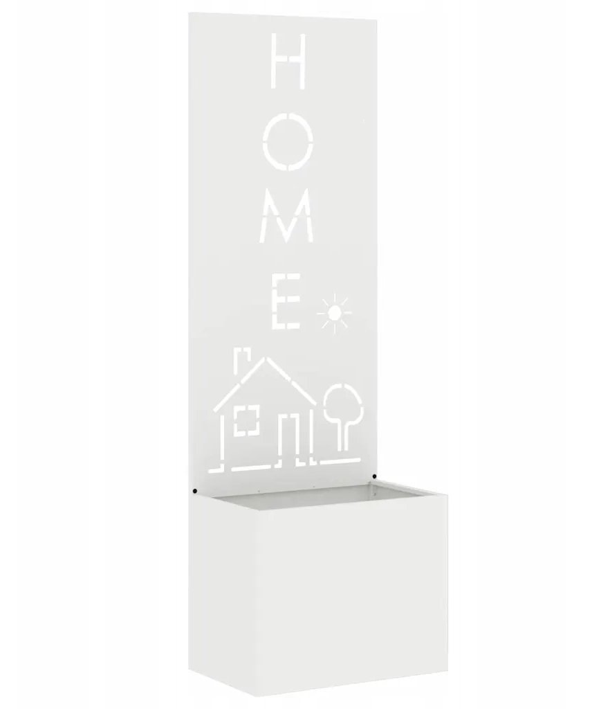 VidaXL Donica ogrodowa z dekoracyjną płytą Biały 50 x 140 cm