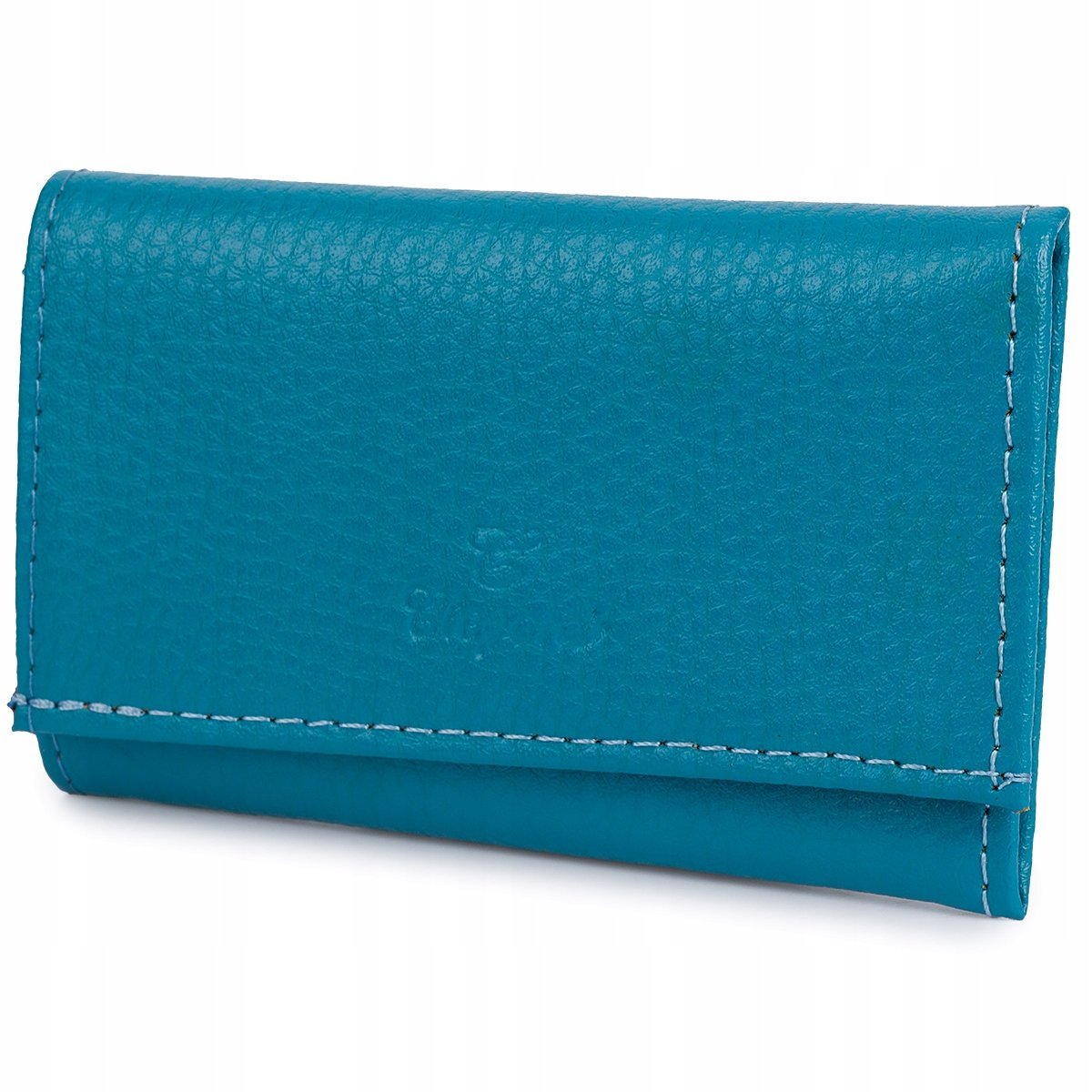 Etui Portfel Na Klucze Kluczyki Pieniądze Karty Skóra Naturalna Błękitne