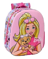 Plecaki szkolne i tornistry - Safta BARBIE 3D plecak szkolny, wzór 3D, dostosowany do wózka, idealny dla dzieci w różnym wieku, wygodny i wszechstronny, jakość i wytrzymałość, 27 x 10 x 33 cm, Różowy kolor, M, Casual - miniaturka - grafika 1