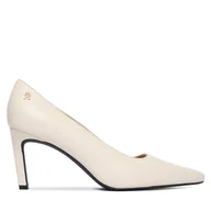 Czółenka - Czółenka Tommy Hilfiger Th Logo Lth Pump Slanted Hl FW0FW09008 Écru - miniaturka - grafika 1