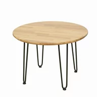 Ławy i stoliki kawowe - Dębowy stolik okrągły, Iron Oak. Stolik industrialny, metalowe nogi, drewniany blat - miniaturka - grafika 1