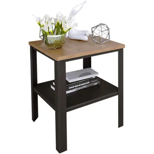 Minimalistyczny Stolik Czarny Kawowy + Dąb Lancelot A3-D73 - Ławy i stoliki kawowe - miniaturka - grafika 1