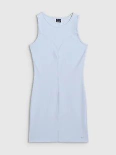 4F Sukienka mini z prążkowanej dzianiny damska - niebieska M - Sukienki - miniaturka - grafika 1