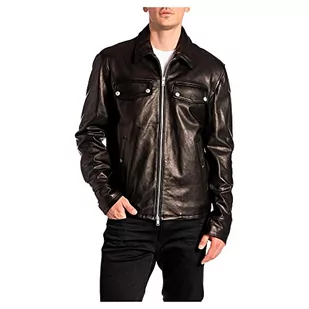 Replay Męska kurtka skórzana, 010 Black, L - Kurtki męskie - miniaturka - grafika 1