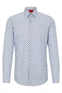 Koszule męskie - HUGO Męska koszula Kenno Slim-Fit z drobno zadrukowanej bawełnianej popeliny, szara, 42, Medium Grey36, 42 - miniaturka - grafika 1