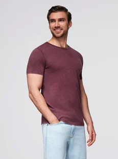 T-shirt męski z efektem sprania burgundowy V3 OM-TSWT-0116 XL - Koszulki męskie - miniaturka - grafika 1