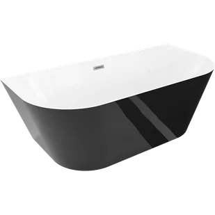 Mexen Oval Sim wanna wolnostojąca przyścienna 170 x 80 cm, biała/czarna, przelew gun metal - 52661708075-95 - Wanny - miniaturka - grafika 1
