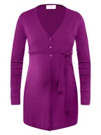 Swetry damskie - Damski sweter długi wełniany wiązany amarantowy Bellybutton Maternity, r.XXL - miniaturka - grafika 1