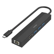 Adaptery i przejściówki - Hama Hub 6w1 3x USB-A USB-C HDMI LAN 200144 - miniaturka - grafika 1