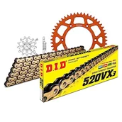 Części motocyklowe - Zestaw łańcuchów DID Alu 520VX3 / 118 Endless Orange do KTM LC4 EXC EGS SX SC Supermoto 620 ccm rok prod. 1994-2002 - miniaturka - grafika 1