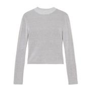 Swetry damskie - Cropp - Prążkowany szary sweter - Jasny szary - miniaturka - grafika 1