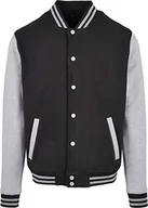 Kurtki męskie - Build Your Brand Męska kurtka Basic College Jacket, kurtka college dla mężczyzn dostępna w wielu kolorach, rozmiarach XS - 5XL, Black/Heather Grey, XXL - miniaturka - grafika 1