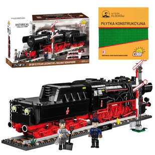 Cobi 6287 LOKOMOTYWA PAROWA DR BR 52 Steam locomotive / Ty2  HC WW2  2747 El. + PŁYTKA - Klocki - miniaturka - grafika 1