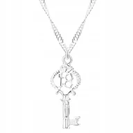 Naszyjniki - Piękny Naszyjnik Srebrny 925 Sekretny Kluczyk Ozdobny Klucz Miłości Key - miniaturka - grafika 1