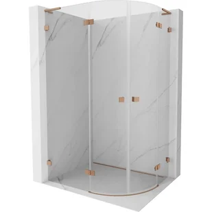 Mexen Lunar L kabina prysznicowa półokrągła uchylna lewa 100 x 90 cm, transparent, miedź szczotkowana - 833L-100L-090P-65-00 - Kabiny prysznicowe - miniaturka - grafika 1