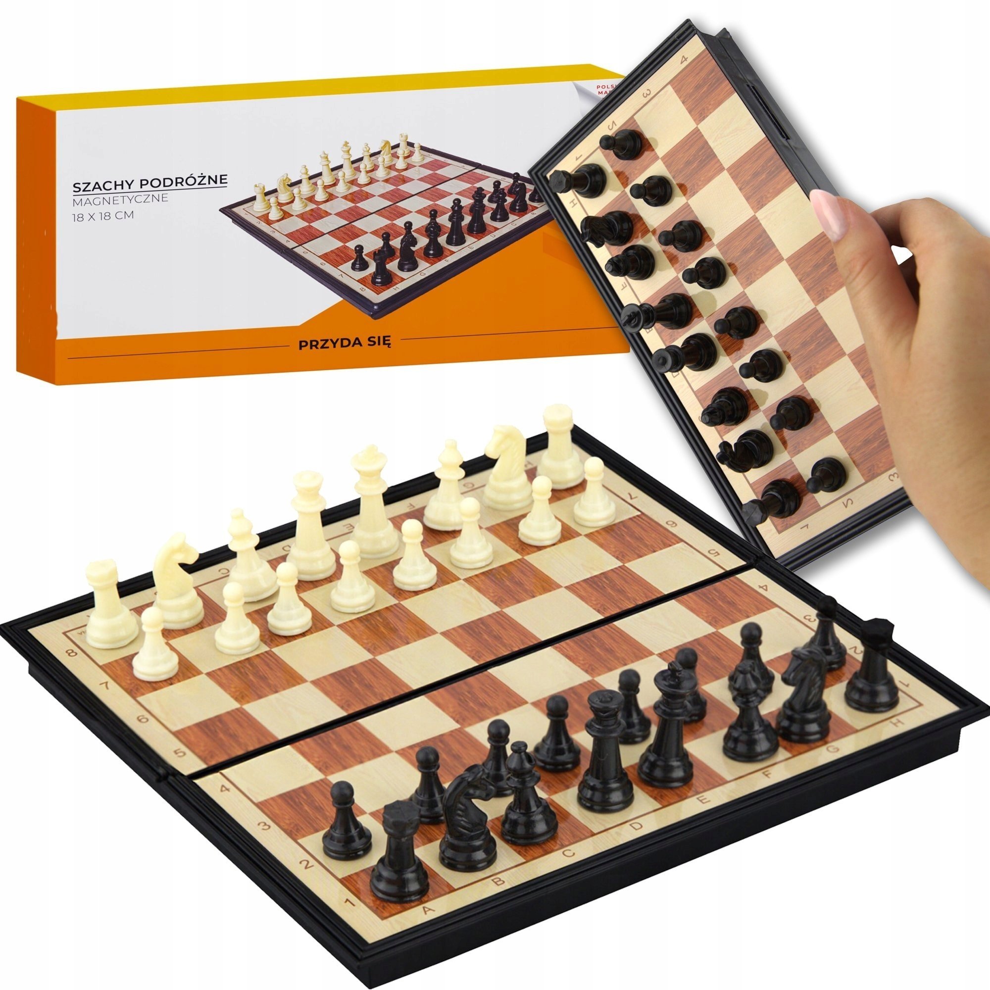 SZACHY WARCABY MAGNETYCZNE 2W1 PODRÓŻNE MINI GRA PLANSZOWA MAGNES PUDEŁKO