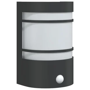 vidaXL Kinkiet zewnętrzny z czujnikiem ruchu, czarny, stal nierdzewna - Lampy ogrodowe - miniaturka - grafika 1