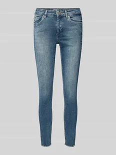 Jeansy o kroju skinny fit z mieszanki bawełny z zakończeniem nogawek z frędzlami model ‘BLUSH’ - Spodnie damskie - miniaturka - grafika 1