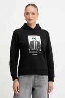Bluzy damskie - Karl Lagerfeld bluza damska kolor czarny z kapturem z nadrukiem B1W20012 - miniaturka - grafika 1