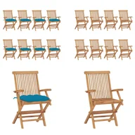 Fotele i krzesła ogrodowe - vidaXL Krzesła ogrodowe z jasnoniebieskimi poduszkami 8 szt. Lite drewno tekowe - Krzesło ogrodowe - Krzesła ogrodowe - Krzesło ogrodowe drewniane - Krzesło ogrodowe z litego drewna - miniaturka - grafika 1