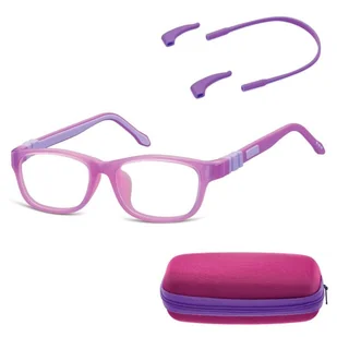 Elastyczne dziecięce oprawki okularowe zerówki prostokątne + gumka Sunoptic K5 fioletowe - Okulary korekcyjne, oprawki, szkła - miniaturka - grafika 1