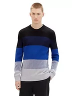 Swetry męskie - TOM TAILOR Denim sweter męski, 34212 - Black Blue Grey Colorblock, XXL - miniaturka - grafika 1