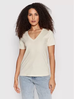 Koszulki i topy damskie - Calvin Klein T-Shirt K20K204357 Beżowy Regular Fit - grafika 1