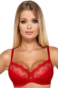 Biustonosze - Biustonosz Miękki Koronkowy Stanik Fiszbiny Szyty w Polsce Czerwony 85D - miniaturka - grafika 1