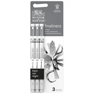Foliopisy - Winsor & Newton Fineliner - Zestaw 3 kalibrowanych długopisów fineliner, kolor czarny, końcówki 0,5, 0,8, 1.0 - miniaturka - grafika 1