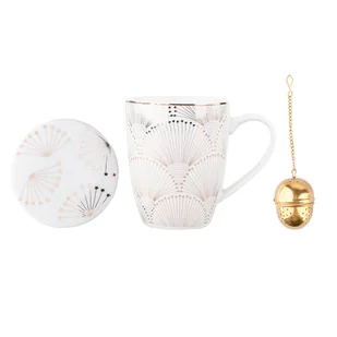 Altom Komplet porcelanowy kubków z sitkiem Modern 300 ml, złoty - Kubki - miniaturka - grafika 1