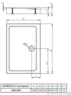 Radaway Doros D Compact Stone brodzik 120x100 antracyt SDRD1210-05-64S - Brodziki prysznicowe - miniaturka - grafika 2