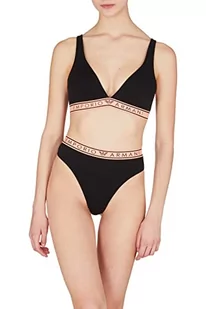 Emporio Armani Women's Iconic Logoband Biustonosz Wyściełany Biustonosz Damski, Czarny, L - Biustonosze - miniaturka - grafika 1