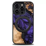 Etui i futerały do telefonów - etui z drewna i żywicy na iPhone 15 Pro MagSafe Bewood Unique Violet - fioletowo-czarne - miniaturka - grafika 1