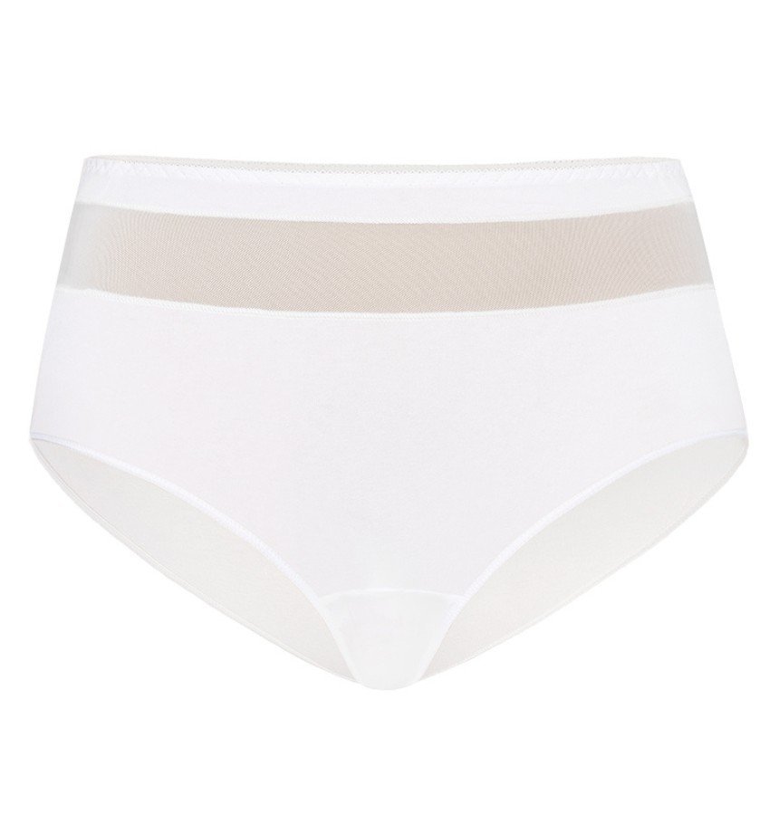 Majtki z wysokim stanem figi bawełniane Vera białe, Teyli