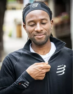 COMPRESSPORT Bluza biegowa męska SEAMLESS ZIP SWEATSHIRT black melange - Bluzy sportowe męskie - miniaturka - grafika 3