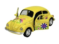 Samochody i pojazdy dla dzieci - WELLY VW VOLKSWAGEN BEETLE Z DACHEM ŻÓŁTY W KWIATKI 1:34 42343 - miniaturka - grafika 1