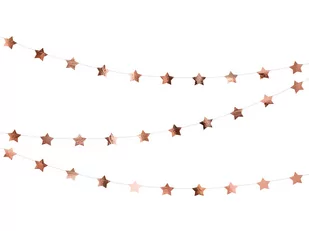 PartyDeco Girlanda "Gwiazdki" różowo-złote metaliczne PartyDeco 360 cm GLS8-019R - Dekoracje sali - miniaturka - grafika 1