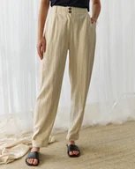 Spodnie damskie - Spodnie Lars Paski Żółte - miniaturka - grafika 1