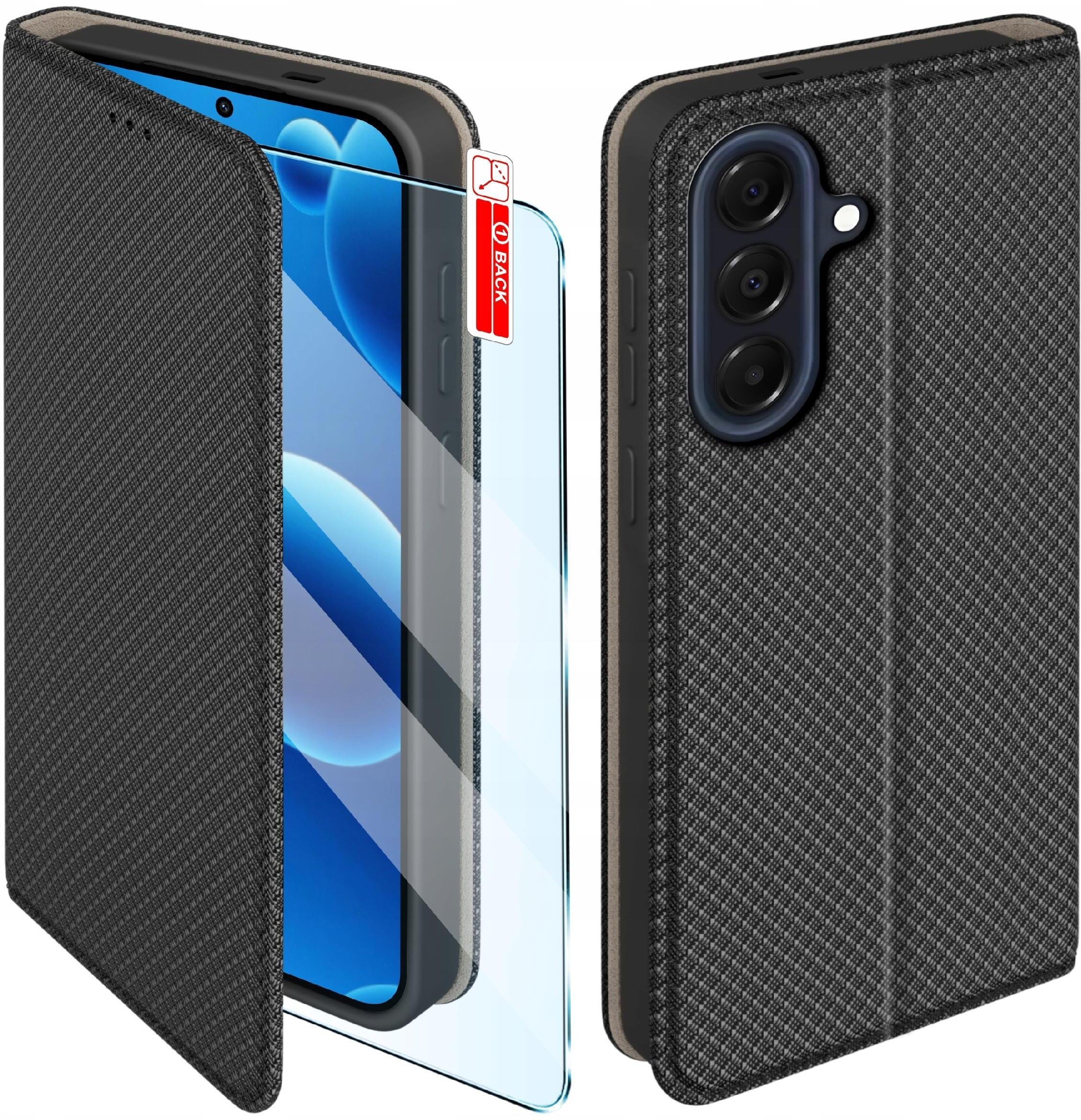 krainaGSM Etui MAGNET do Samsung A57 5G Zamykane Czarne Futerał + Szkło 9H