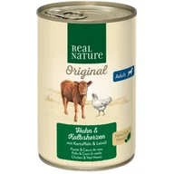 Mokra karma dla psów - REAL NATURE ADULT Serca cielęce i kurczak 12x400 g - miniaturka - grafika 1