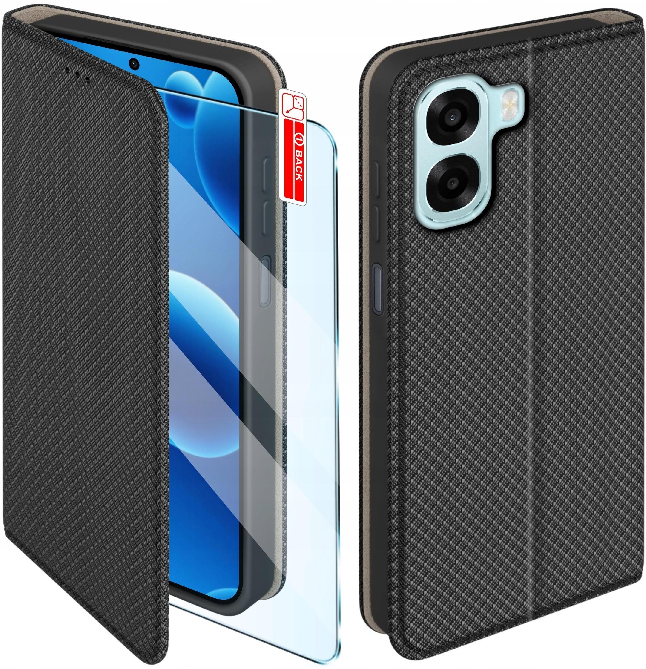 krainaGSM Etui z klapką do Oppo A6 4G A6x Zamykane Czarne Futerał + Szkło