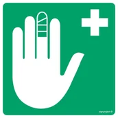 Tablice BHP - GH001 PUNKT OPATRUNKOWY, FS - FOLIA SAMOPRZYLEPNA FOTOLUMINESCENCYJNA; (100X100MM) - miniaturka - grafika 1