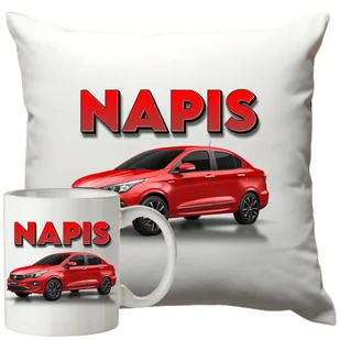 Kubek Poduszka Fiat 330ml 40x40cm z Napisem Zestaw Motoryzacyjny - Gadżety dla niej i dla niego - miniaturka - grafika 1