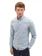 Koszule męskie - TOM TAILOR Męska koszula biznesowa Slim Fit z bawełny ze stretchem, 30217-Blue White Fil A Fil Structure, L - miniaturka - grafika 1