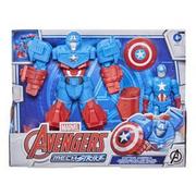 Figurki dla dzieci - Hasbro Marvel Avengers Mech Strike 20 cm duża figurka akcji, Captain Ameryka z fantastycznym zbrojeniem Mech Strike od 4 lat F1669 - miniaturka - grafika 1