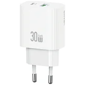 Ładowarki do telefonów - Ładowarka sieciowa USAMS CC316 T65 30W 1xUSB-C 1xUSB-A Fast Charging biały - miniaturka - grafika 1