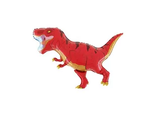 GRABO Balony foliowy "Dinozaur T-REX" czerwony GRABO 21" SHP GB252R - Urodziny dziecka - miniaturka - grafika 1